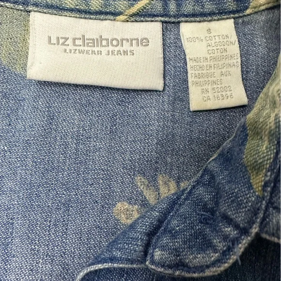 Liz Claiborne Lizwear Jeans Vintage Y2K Denim Floral Button Down - Picture 9 of 10